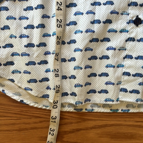 Jared Lang White and Blue Car Print 100% Cotton Button Down Shirt Size Large - Picture 6 of 9